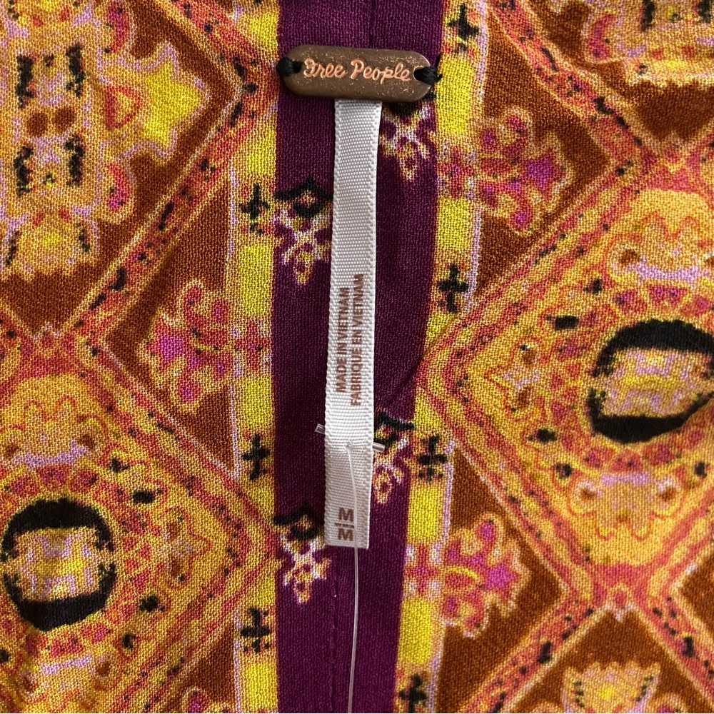 Free People Orange and Black Patterned Blouse - Picture 3 of 5